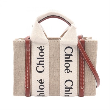 Chloe Woody Mini Tote Shoulder Bag CHC22AP237I2690U canvas Beige Multi NEW