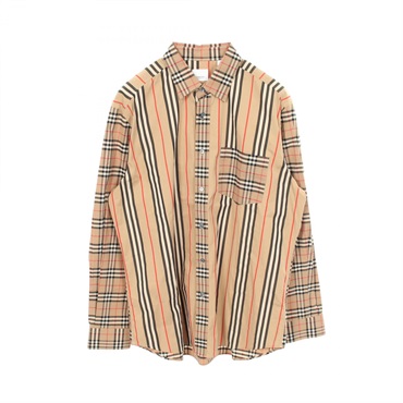 BURBERRY Vintage check Shirt cotton Beige Black Red #XL Used mens