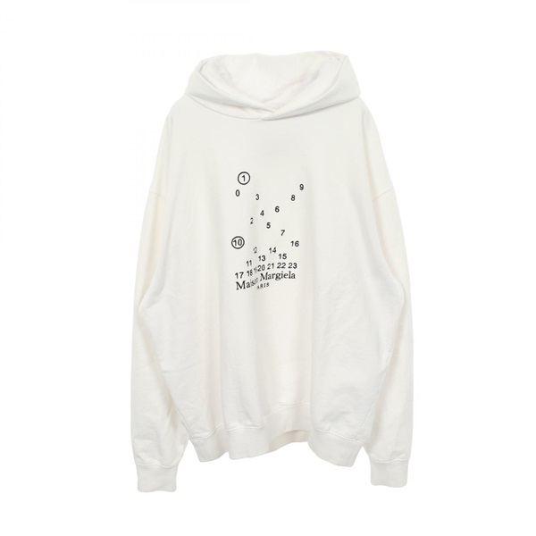 Maison Margiela Numbering logo embroidery Hoodie cotton White #L Used mens