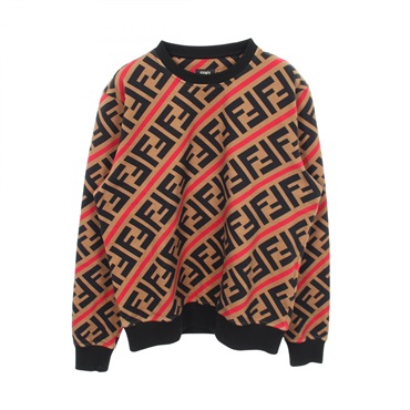 FENDI Zucca sweat Pullover cotton Khaki Black Red #S Used mens