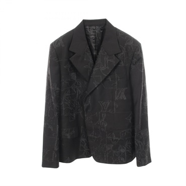 LOUIS VUITTON Monogram Bijou tailored jacket Blazer wool Black #50 Used mens