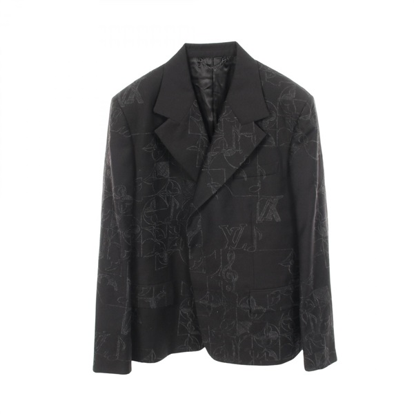 LOUIS VUITTON Monogram Bijou tailored jacket Blazer wool Black #50 Used mens