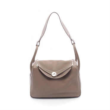 HERMES Lindy 30 Shoulder Handbag 073426CK Clemence leather Gray SHW Used N