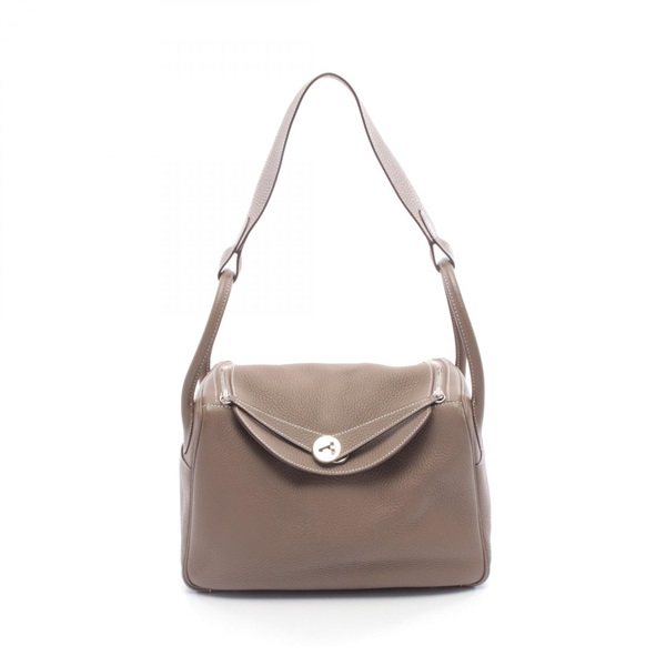HERMES Lindy 30 Shoulder Handbag 073426CK Clemence leather Gray SHW Used N