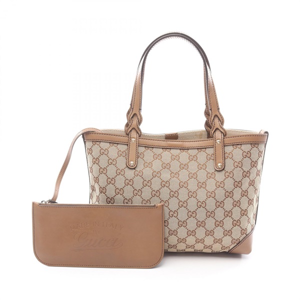 GUCCI GG canvas Shoulder Tote Bag 269878 canvas leather Beige Brown Used Women