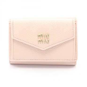Miu Miu VIT.DAINO Tri-fold wallet purse 5MH021ADT7F0LOZ leather Pink NEW Women