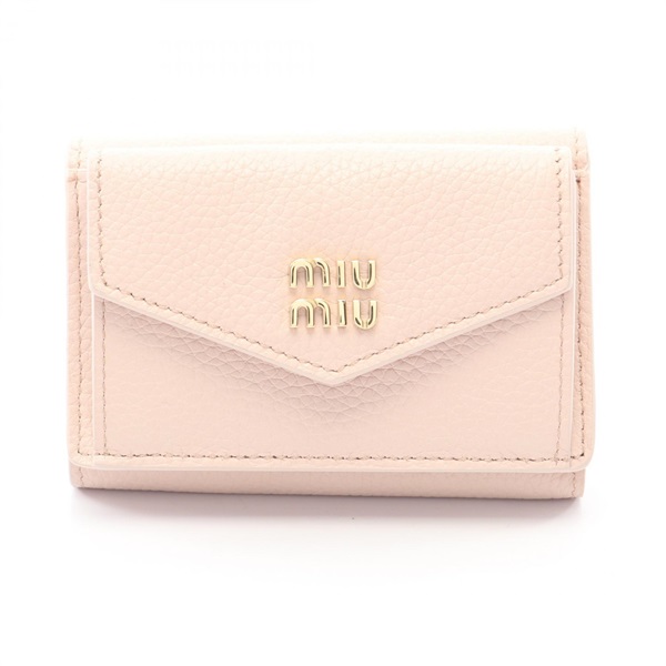 Miu Miu VIT.DAINO Tri-fold wallet purse 5MH021ADT7F0LOZ leather Pink NEW Women
