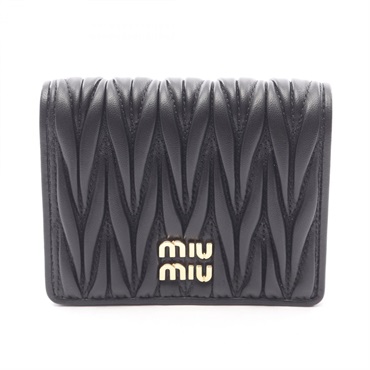 Miu Miu MATELASSE'MIU Bi-fold wallet purse 5MV204AFPPF0002 leather Black NEW