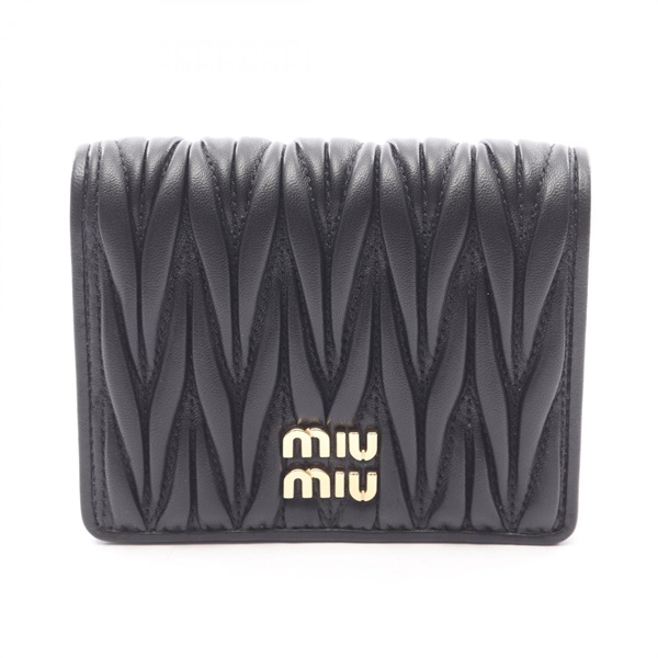 Miu Miu MATELASSE'MIU Bi-fold wallet purse 5MV204AFPPF0002 leather Black NEW