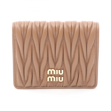 Miu Miu MATELASSE Bi-fold wallet purse 5MV204AFPPF098L leather Brown NEW Women