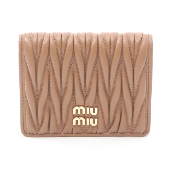 Miu Miu MATELASSE Bi-fold wallet purse 5MV204AFPPF098L leather Brown NEW Women