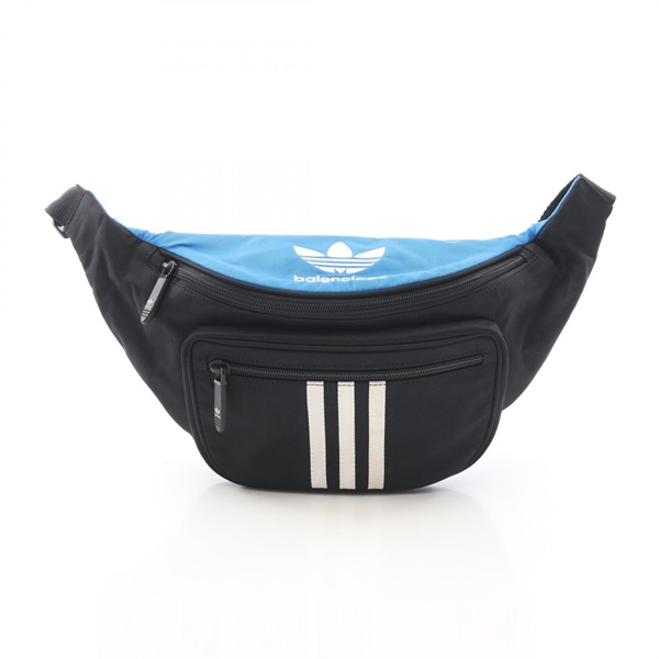 BALENCIAGA × adidas Waist Belt bag canvas Black Blue White Used unisex