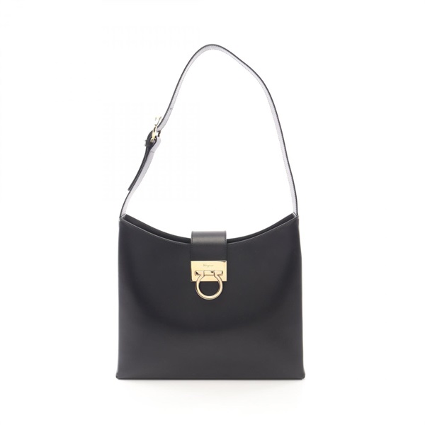 Salvatore Ferragamo Gancini Shoulder Bag leather Black Used Women