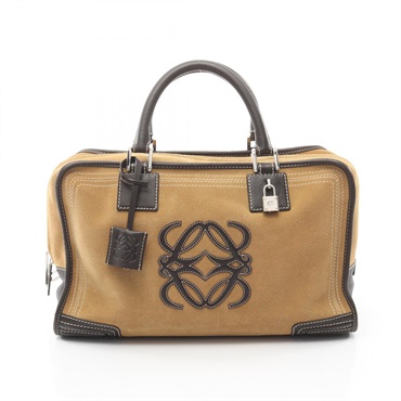 LOEWE Amazona 36 Handbag Suede leather Beige Brown Used Women