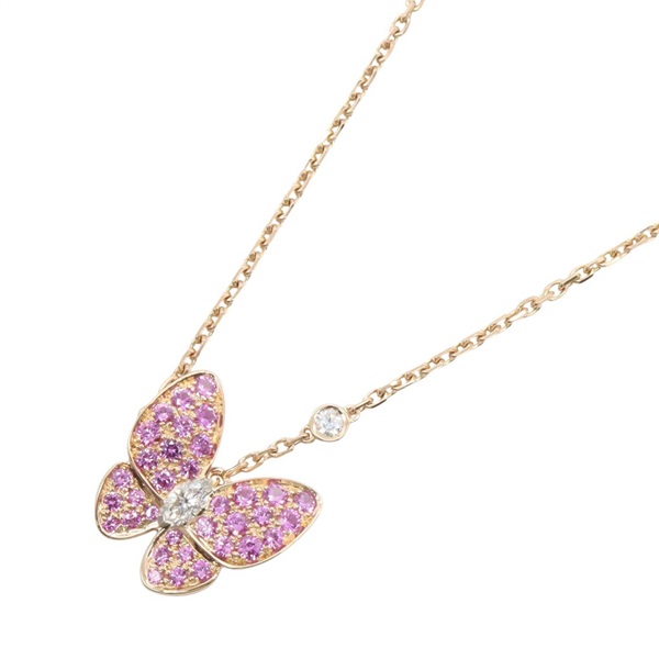 Van Cleef & Arpels Papillon Necklace 18KPG Gold Pink Sapphire Diamond Used women
