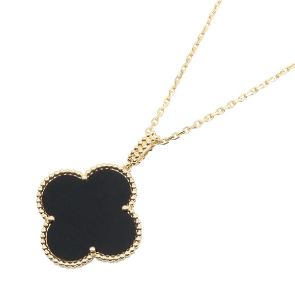 Van Cleef & Arpels Magic Alhambra Onyx Necklace 18KYG Yellow Gold BK Used women