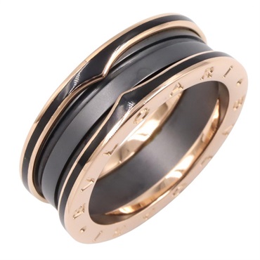 BVLGARI B-zero1 Ring 18KRG Gold Black Ceramic Black Used Women US size #9.5 #61