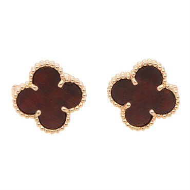 VAN CLEEF & ARPELS Vintage Alhambra Onyx Pierced Earrings 18KRG Gold Used Women