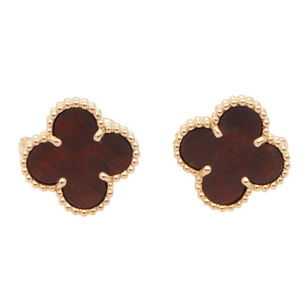 VAN CLEEF & ARPELS Vintage Alhambra Onyx Pierced Earrings 18KRG Gold Used Women