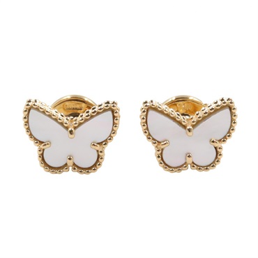 Van Cleef & Arpels Sweet Papillon Mother-of-Pearl Pierced Earrings 18KYG Women
