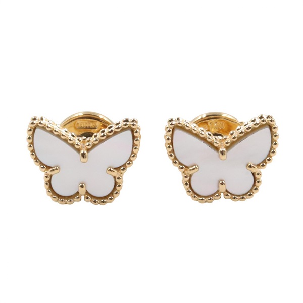 Van Cleef & Arpels Sweet Papillon Mother-of-Pearl Pierced Earrings 18KYG Women