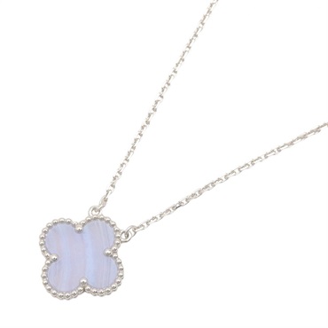 Van Cleef & Arpels Vintage Alhambra Necklace 18KWG White Gold Chalcedony Used
