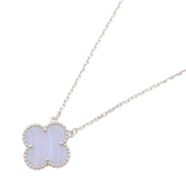 Van Cleef & Arpels Vintage Alhambra Necklace 18KWG White Gold Chalcedony Used