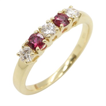 JEWELRY Ruby Diamond Ring 18KYG Yellow Gold Used women US size 4.25