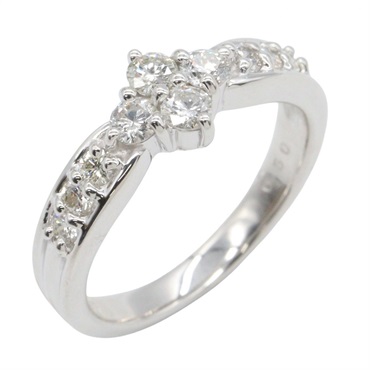 JEWELRY Diamond Ring 18KWG White Gold Used women US size 5.5