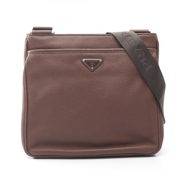 PRADA VITTELO CITY Shoulder Crossbody Bag 2VH019 leather Brown Used unisex