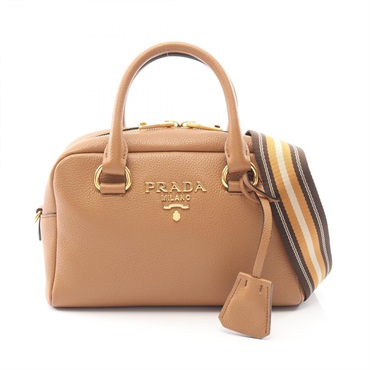 PRADA VITTELO PHENIX 2Way Shoulder Handbag 1BB108 leather Brown Used Women