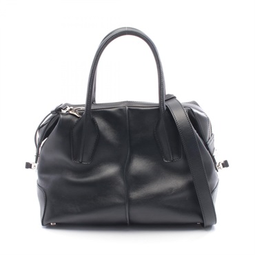 TOD'S D-styling Shoulder Crossbody Handbag leather Black Used Women