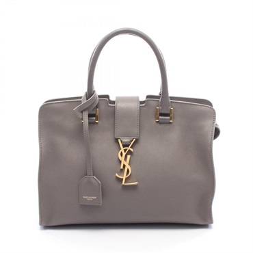 SAINT LAURENT PARIS YSL Line Baby Cabas Handbag 472466 leather Gray Used Women