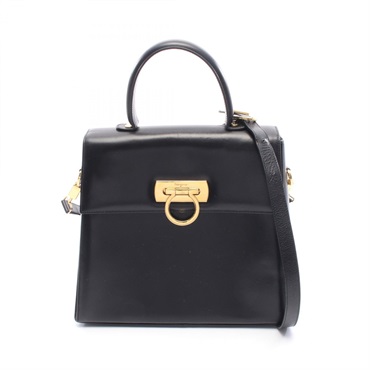 Salvatore Ferragamo Gancini shoulder crossbody Handbag 21 0536 leather Black