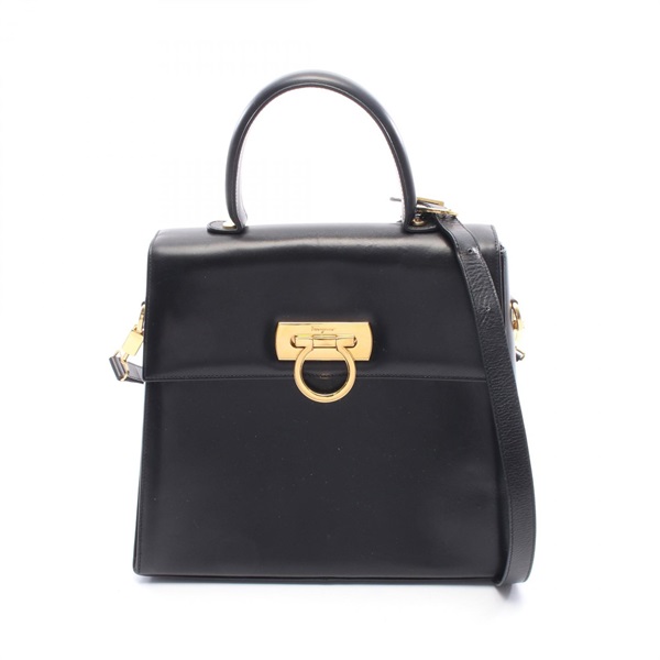 Salvatore Ferragamo Gancini shoulder crossbody Handbag 21 0536 leather Black