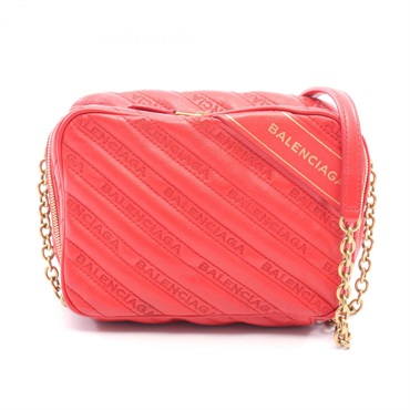 BALENCIAGA Blanket Reporter XS chain crossbody Shoulder Bag leather Red Used