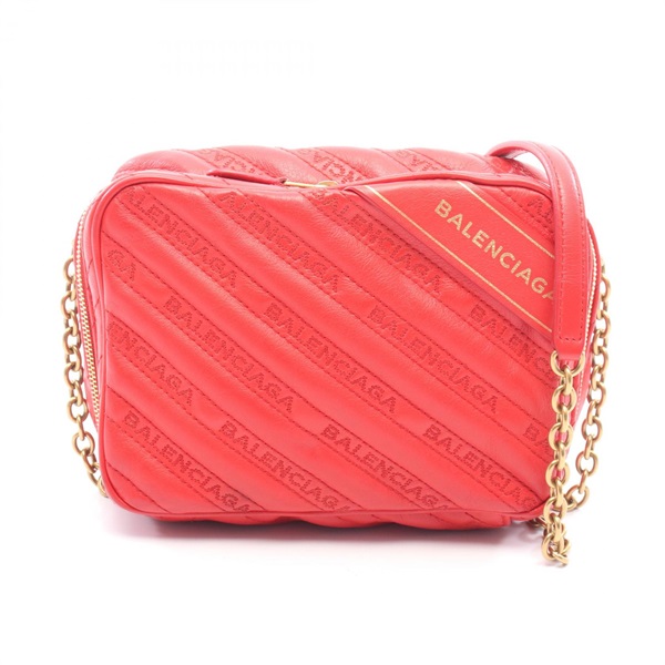 BALENCIAGA Blanket Reporter XS chain crossbody Shoulder Bag leather Red Used