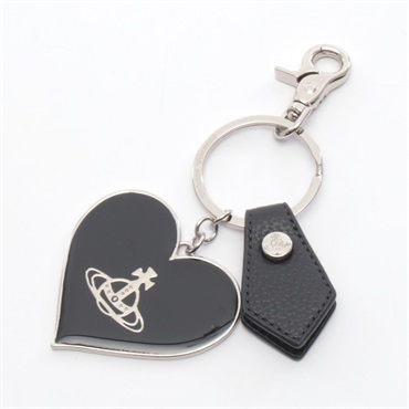 Vivienne Westwood MIRROR HEART ORB charm 8203011 leather metal SHW Black NEW