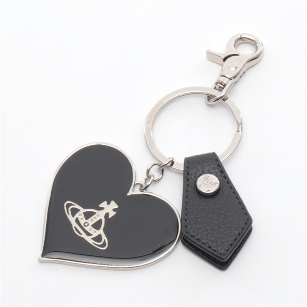 Vivienne Westwood MIRROR HEART ORB charm 8203011 leather metal SHW Black NEW
