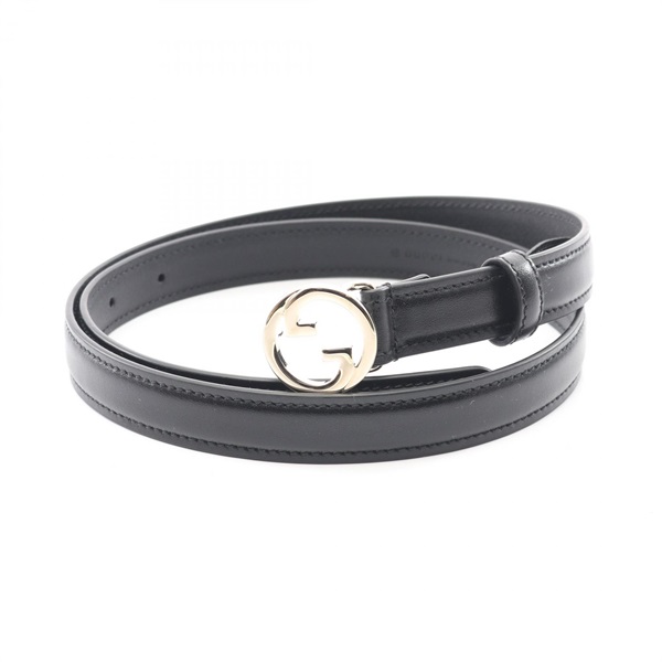 GUCCI Blondie Slim Belt 7230730YA0G100080 leather Black NEW Women GG