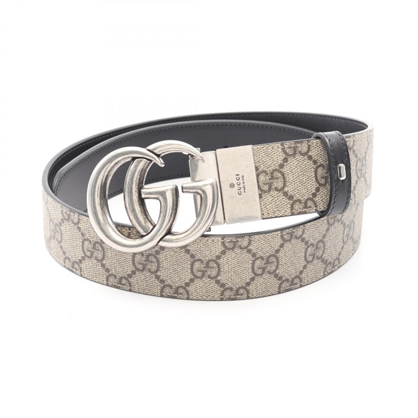 GUCCI Double G GG Supreme Belt 62705592TIN976985 leather canvas Beige Black NEW