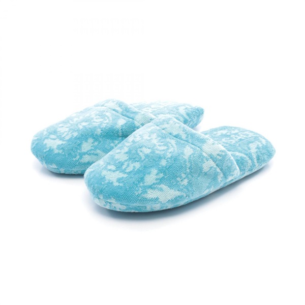 VERSACE BATH SLIPPERS BAROCCO 2VD Cotton / cashmere Blue #S NEW Women