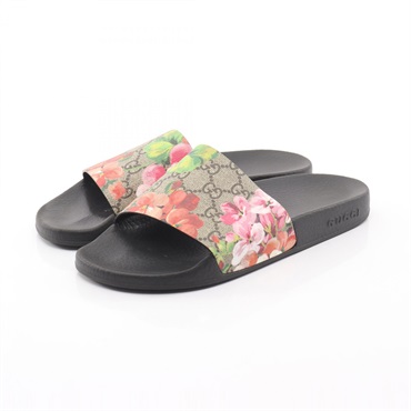 GUCCI GG Supreme Flower Sandals #38 shoes 408508 canvas rubber Beige Black used