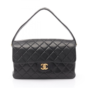 CHANEL Matelasse Handbag Lambskin sheep leather Black GHW Used Women Coco CC