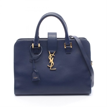 SAINT LAURENT PARIS Cabas Small shoulder crossbody Handbag leather Blue Used