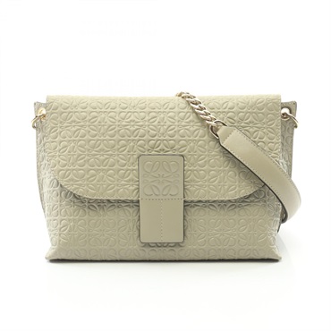 LOEWE Anagram Avenue Chain Shoulder Crossbody Bag leather Green Used Women