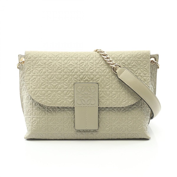 LOEWE Anagram Avenue Chain Shoulder Crossbody Bag leather Green Used Women