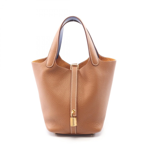 HERMES Picotin Rock PM Eclat Handbag B Taurillon Clemence Gold Blue France GHW