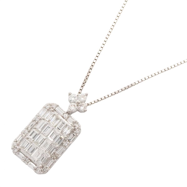 JEWELRY Diamond Necklace pendant collier 45cm 18KWG White Gold Used women