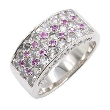 JEWELRY Pink Sapphire Diamond Ring 18KWG White Gold Used women US size 5.75